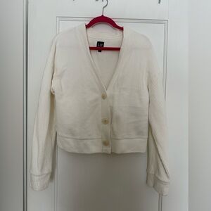 GAP Women's White Button-Up Cardigan, size M